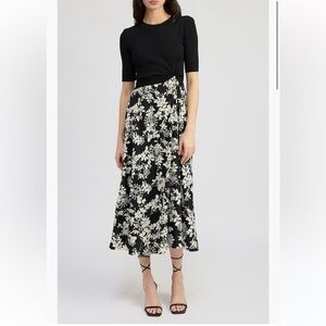 En Saison Black and White Floral Lined Dress